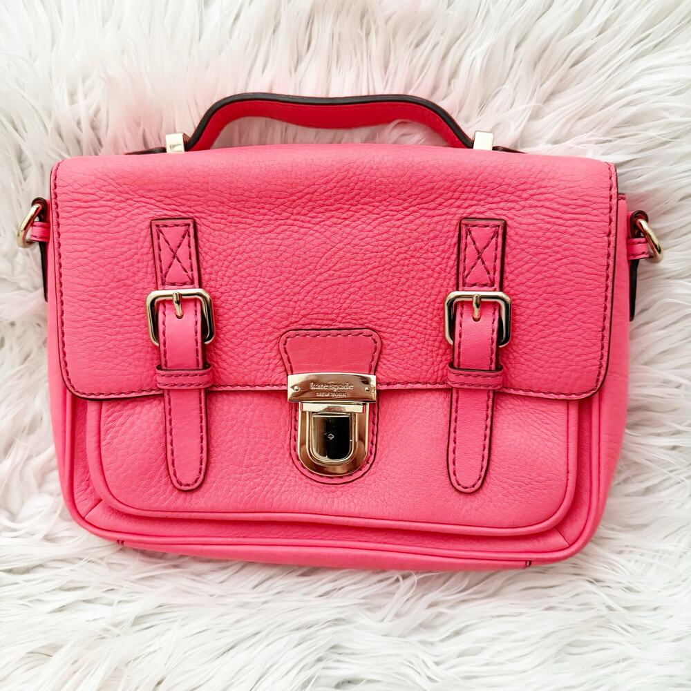 KATE SPADE | Lola Avenue Lia Leather Satchel Messenger Bag‎ Hot Coral Pink